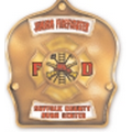 Plastic Curved Back Fire Helmet w/ Custom Gold Junior Firefighter Shield
